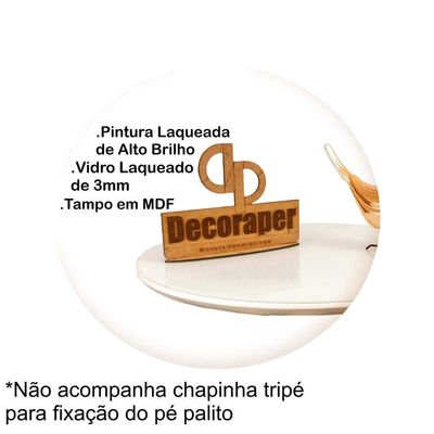 Somente Tampo Redondo Laqueado Com Vidro 45cm Branco