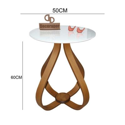 Mesa Lateral Cebola Com Vidro 50cm Branco 60cm