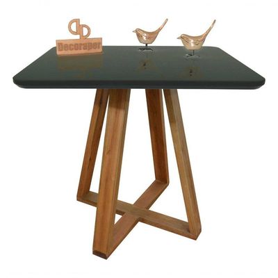 Mesa Jantar Base X Tampo Retangular Laca Com Vidro 100x70cm Preto