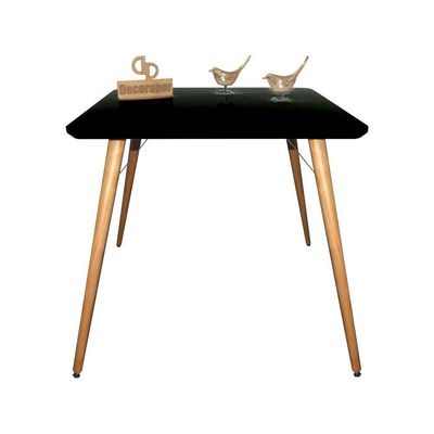 Mesa Jantar Pés Palitos Tampo Quadrado Vidro Laqueado 90cm Preto
