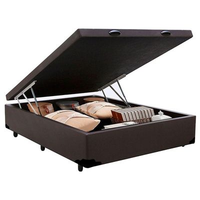 Cama Box Baú Viúva Serene Sintético Marrom 128x188x44