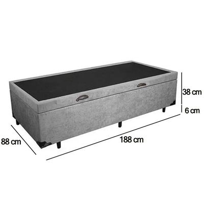 Cama Box Baú Solteiro Suede Serene Cinza 88x188x44