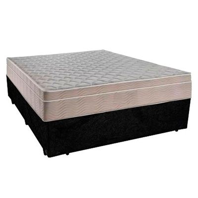 Cama Box Casal Suede + Colchão Serene Molas Ensacadas 138x188x65 Preto