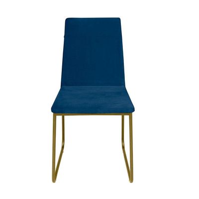 Kit 4 Cadeiras De Jantar Cozinha Industrial Lexa Veludo Élpis Móveis Azul Marinho Dourada