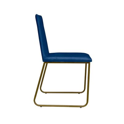 Kit 4 Cadeiras De Jantar Cozinha Industrial Lexa Veludo Élpis Móveis Azul Marinho Dourada