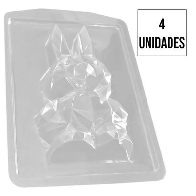Forma De Silicone Coelho Diamantado - 10,2cm X 18cm - 4 Un