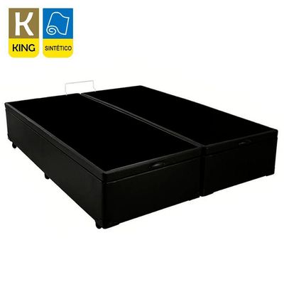 Cama Box Baú King Bipartido Sintético Serene Preto 192x203x44