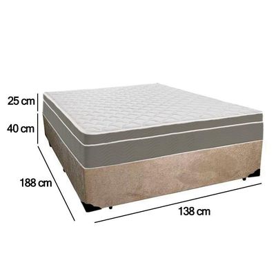 Cama Box Casal Suede + Colchão Serene Molas Ensacadas 138x188x65 Bege