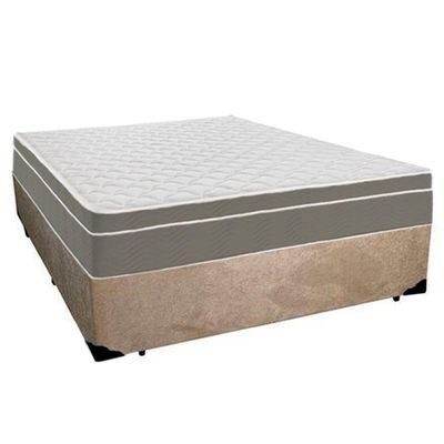 Cama Box Casal Suede + Colchão Serene Molas Ensacadas 138x188x65 Bege