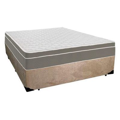 Cama Box Casal Suede + Colchão Serene Molas Ensacadas 138x188x65 Bege