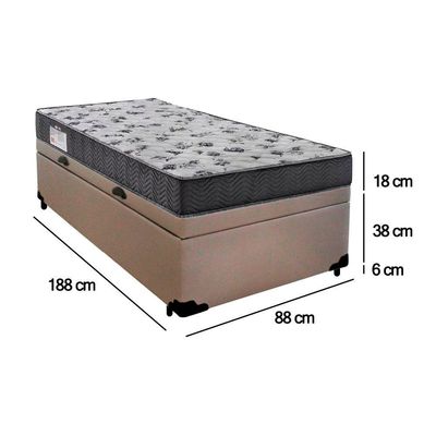 Cama Box Baú Solteiro Sintético + Colchão De Espuma D33 Serene 88cm Bege