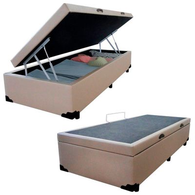 Cama Box Baú Solteiro Sintético + Colchão De Espuma D33 Serene 88cm Bege