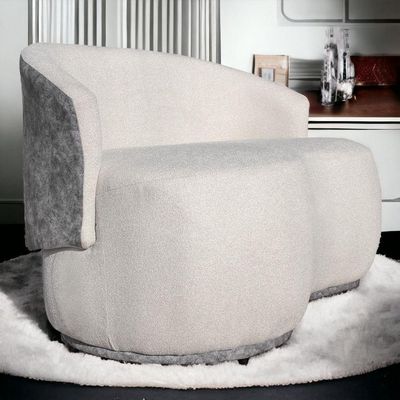 Sofá Orgânico 2 Lugares Bouclê Luxo Bege Cinza