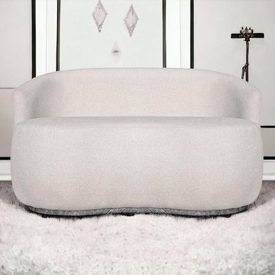 Sofá Orgânico 2 Lugares Bouclê Luxo Bege Cinza