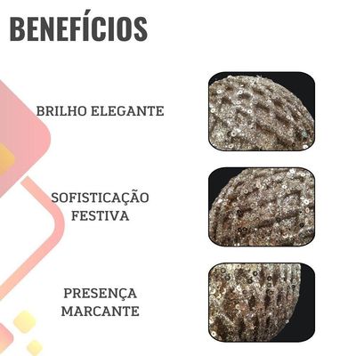 Bola De Natal Losango Ouro Com Glitter 15cm - 1 Unidade