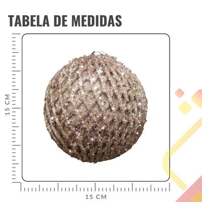 Bola De Natal Losango Ouro Com Glitter 15cm - 1 Unidade