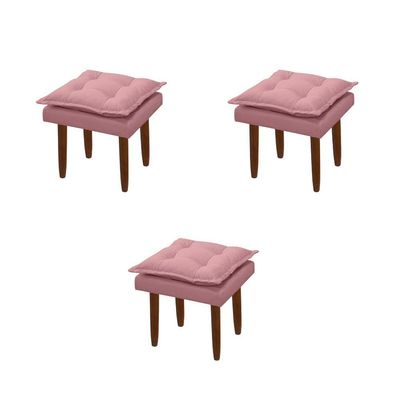 Kit 03 Puff Maria Para Sala De Tv E Estar Quarto Confortável Suede Rose Mabe Magazine