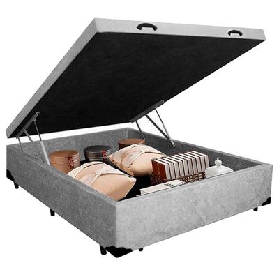 Cama Box Baú Viúva Serene Suede Cinza 128x188x44