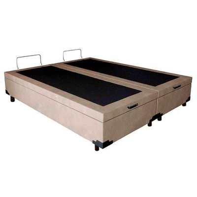 Cama Box Baú Queen Bipartido Suede Serene Bege 158x198x44