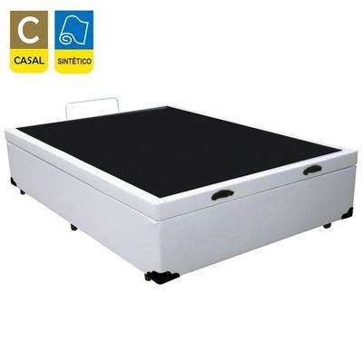 Cama Box Baú Casal Sintético Serene Branco 138x188x44