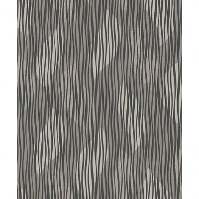 Papel De Parede Fusion Folhas E Listra Cinza Escuro - Rolo 10m X 0,53m