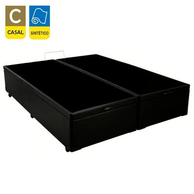 Cama Box Baú Casal Bipartido Sintético Serene Preto 138x188x44