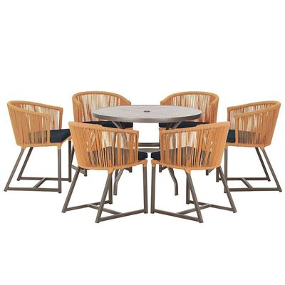 Mesa Com 6 Cadeiras De Jantar Noronha E12 Trama Original Terra Cota