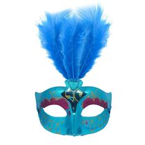 Máscara De Carnaval Veneziana Tiffany Glitter E Penas