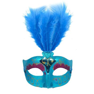 Máscara De Carnaval Veneziana Tiffany Glitter E Penas