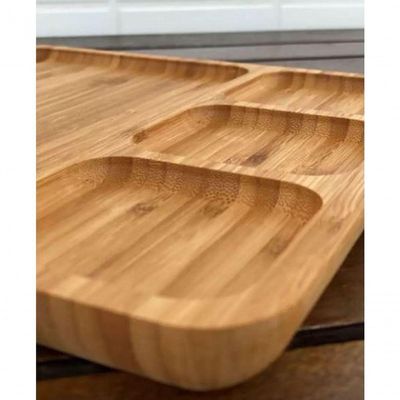 Petisqueira Retangular Com Divisões Ecokitchen Bambu 25 Cm - Mimo Style - Bm20392