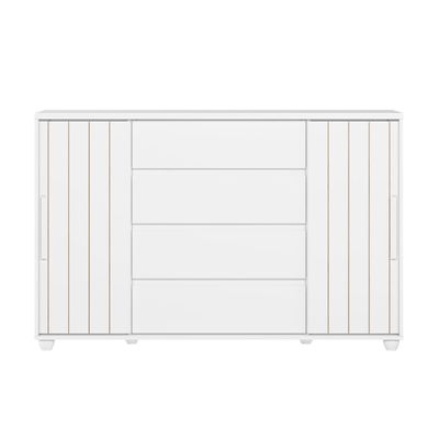 Cômoda Palumóveis Evidenza com 4 Gavetas e 2 Portas 150cm de Largura Branco com Freijó