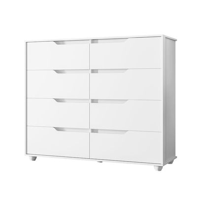 Cômoda Palumóveis Doble com 8 Gavetas 136cm de Largura Branco com Freijó