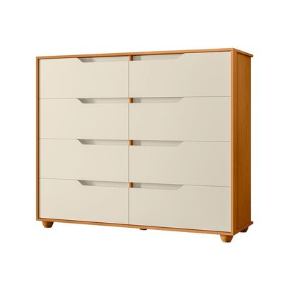 Cômoda Palumóveis Doble com 8 Gavetas 136cm de Largura Cinamomo/Off White