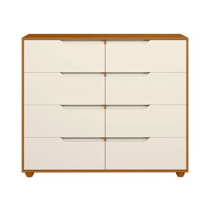 Cômoda Palumóveis Doble com 8 Gavetas 136cm de Largura Cinamomo/Off White