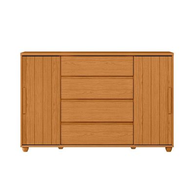 Cômoda Palumóveis Evidenza com 4 Gavetas e 2 Portas 150cm de Largura Cinamomo/Off White