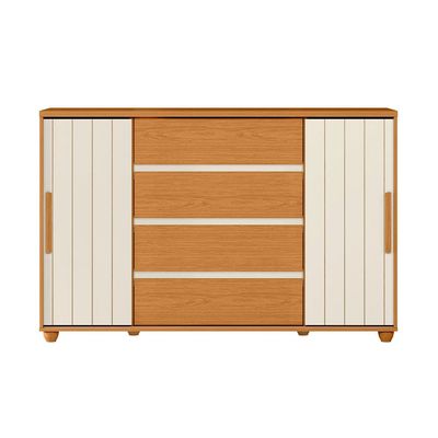 Cômoda Palumóveis Evidenza com 4 Gavetas e 2 Portas 150cm de Largura Cinamomo/Off White