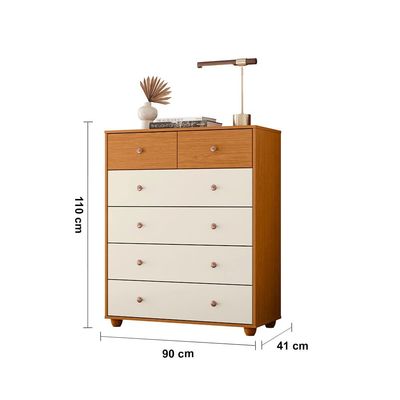 Cômoda Palumóveis Vittoria com 6 Gavetas 90cm de Largura Cinamomo/Off White Cinamomo/Off White