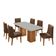 Mesa De Jantar Eloise Tampo Mdf Vidro Com 6 Cadeiras Moderna Veludo Marrom/off White/naturale