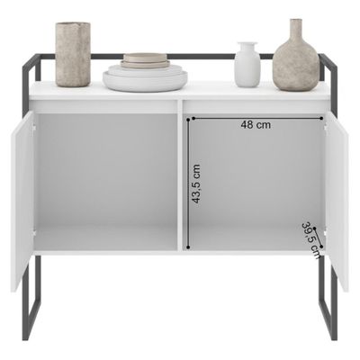 Buffet Para Sala Industrial 2 Portas Cantinho Do Café Branco E Preto