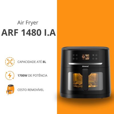 Air Fryer 8L 1700W Amvox ARF 1480 I.A Digital Antiader Timer Black 110V 110V