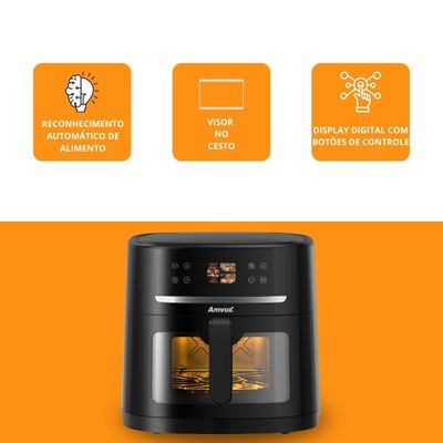 Air Fryer 8L 1700W Amvox ARF 1480 I.A Digital Antiader Timer Black 110V 110V