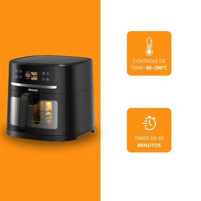 Air Fryer 8L 1700W Amvox ARF 1480 I.A Digital Antiader Timer Black 110V 110V