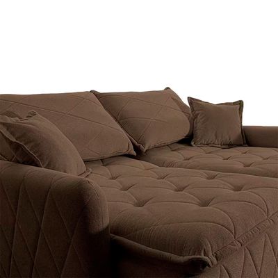 Sofá 3 Lugares Cama inBox Sublime Retrátil e Reclinável Revestido em Bouclé 180cm de Largura Marrom