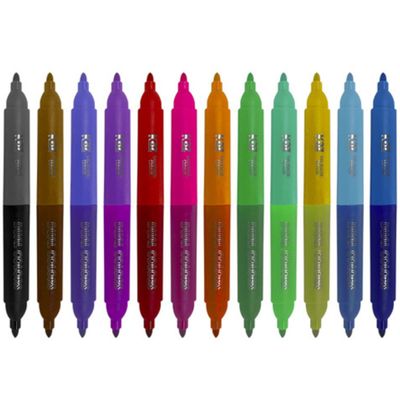 CANETA HIDROGRÁFICA DUAL COLOR 24 CORES AROMA - KZ239 - KAZ
