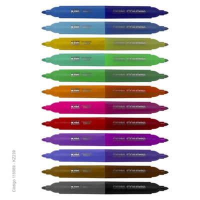 CANETA HIDROGRÁFICA DUAL COLOR 24 CORES AROMA - KZ239 - KAZ