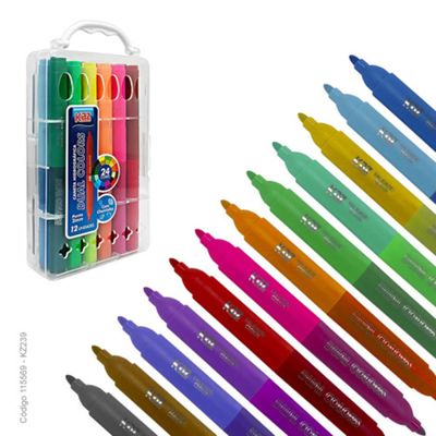 CANETA HIDROGRÁFICA DUAL COLOR 24 CORES AROMA - KZ239 - KAZ