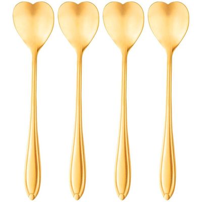 Conjunto de Colheres para Chá Wolff Heart em Aço Inox Dourado 4 Peças Dourado
