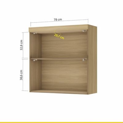 Armário Aéreo Nesher Marquesa com 2 Portas Basculantes e 1 Prateleira - 80cm de Largura Nature