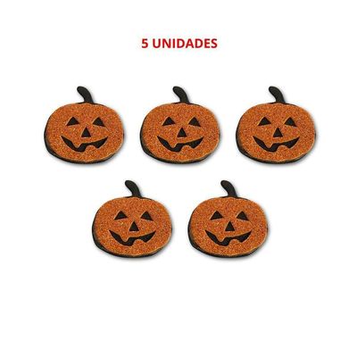 Enfeite Decorativo Halloween De Eva Com Glitter - 5 Unidades Modelo Abóbora Dark