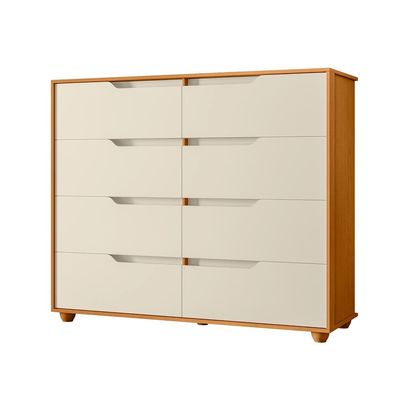 Cômoda Palumóveis Doble com 8 Gavetas 136cm de Largura Cinamomo/Off White
